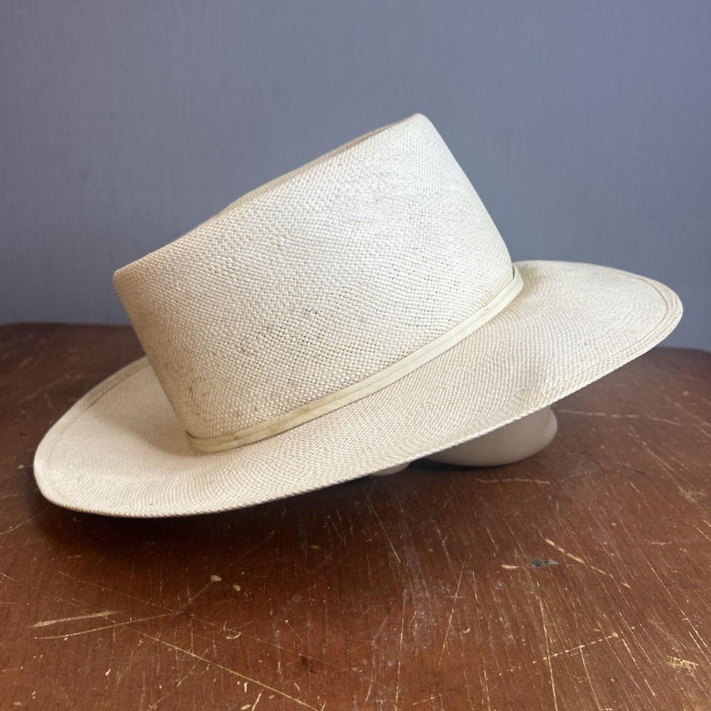 Vintage Stetson Gambler Cowboy Hat Genuine 7x Shantung Telescope Crown 7 1/8